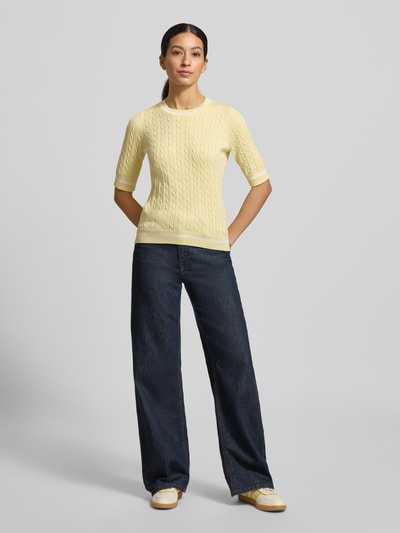 Christian Berg Woman Strickpullover mit gerippten Abschlüssen Hellgelb 1