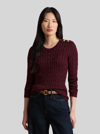 Lauren Ralph Lauren pullover in slim fit van katoen- en viscosemix Bordeaux - 4