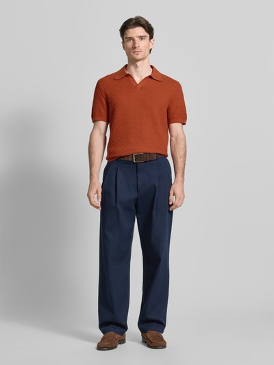 Jake*s Studio Men Poloshirt mit Polokragen und V-Ausschnitt Rostrot 1