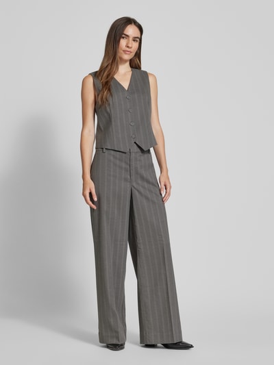 My Essential Wardrobe Wide leg stoffen broek met riemlussen, model 'Tito' Middengrijs - 1