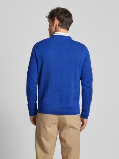 Tom Tailor Regular fit gebreide pullover met V-hals Koningsblauw - 5