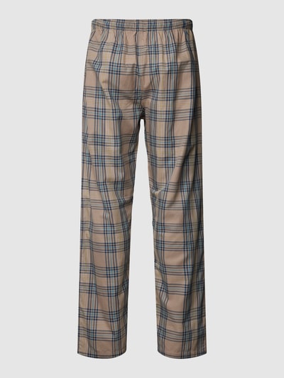 Schiesser Spodnie od piżamy ze wzorem w szkocką kratę model ‘Mix + Relax’ Piaskowy 3