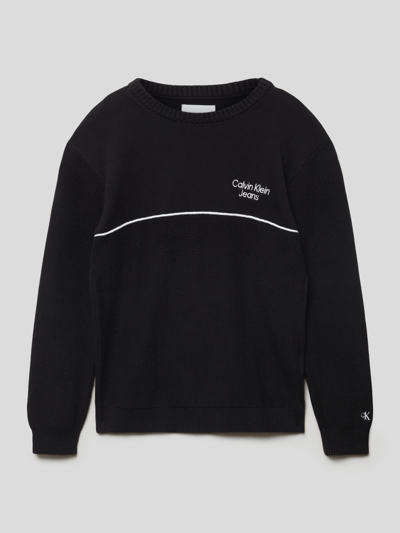 Calvin Klein Jeans Strickpullover mit Label-Stitching Schwarz 1