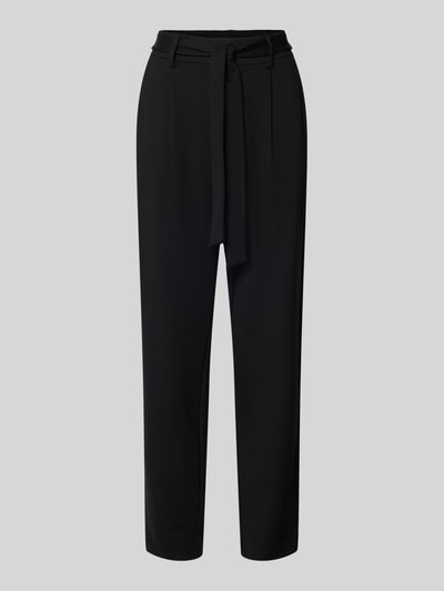 Produktfoto, stoffen broek in zwart, viscosemix met stretch, los model, verkort, stoffen riem, steekzakken, model 'Popye' van MSCH Copenhagen