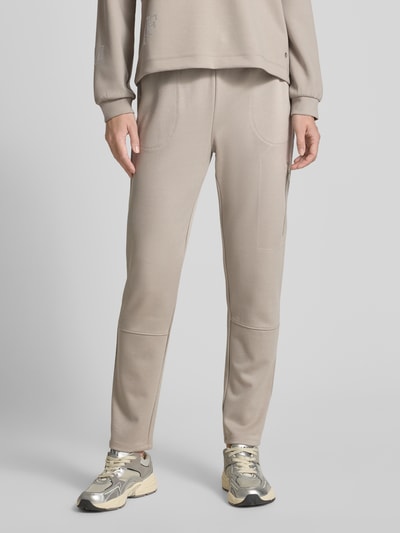 monari Stoffen broek van viscosemix met ritszak Taupe - 4