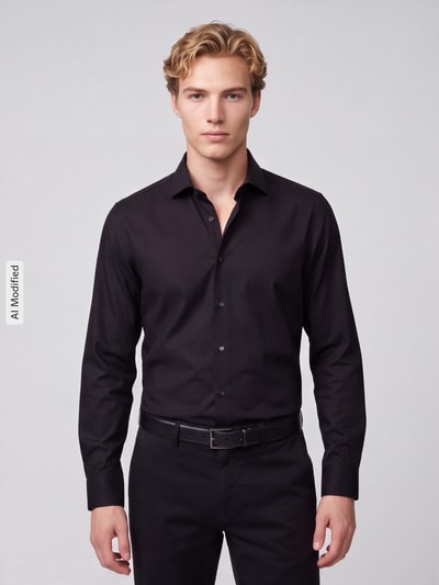 Seidensticker Koszula biznesowa o kroju slim fit z mieszanki bawełny i modalu model 'Light Spread Kent' Czarny 4