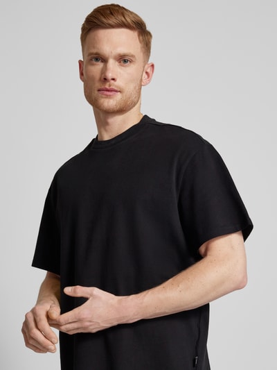 Jack & Jones Premium T-shirt met geribde ronde hals, model 'HARVEY' Zwart - 3