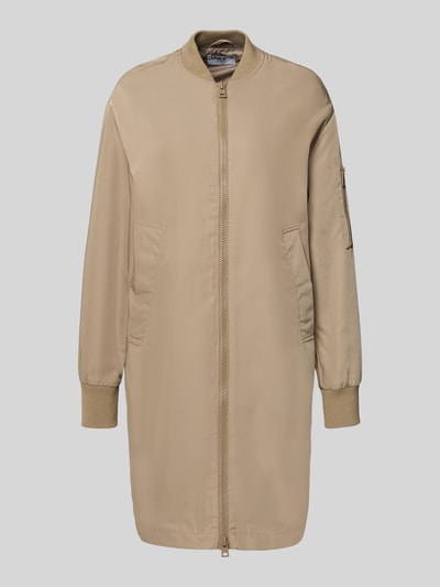 Jake*s Casual Lange jas met elastische mouwboorden Taupe - 2