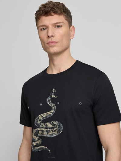 HUGO Regular Fit T-Shirt aus reiner Baumwolle Modell 'DISCORB' Black 3