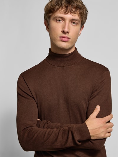 Blend Rollkragenpullover mit Label-Detail Modell 'BAGGE' Mittelbraun 3
