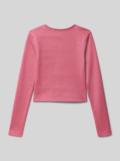 Only Bluzka z długim rękawem o kroju slim fit z mieszanki bawełny model ‘TRINNY’ Brudnoróżowy 3