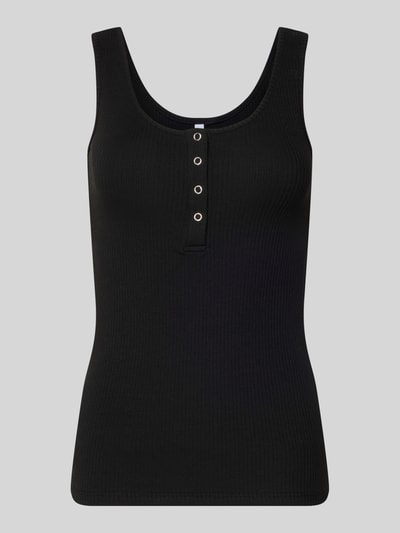 Produktfoto, Slim Fit Tank Top aus Bio-Baumwoll-Mix Modell 'KITTE' von Pieces, Optik: Unifarben, Ripp-Struktur, mit Knopf-Detail und Henley-Ausschnitt