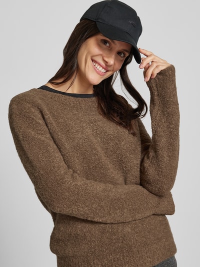 Marc O'Polo Regular Fit Bouclé-Pullover aus Schurwolle-Alpakawolle-Mix Mittelbraun 3