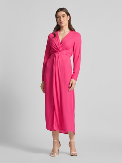 HUGO Midi-jurk met knoopdetail, model 'Koventi' Felroze - 4