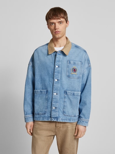Tommy Jeans Relaxed Fit Jeansjacke mit Kontrast-Kragen Hellblau 4