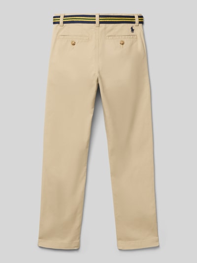 Polo Ralph Lauren Kids Straight fit stoffen broek met steekzakken, model 'Bedford' Beige - 3