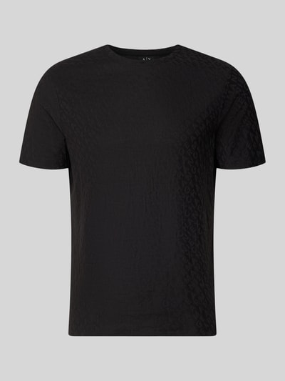 Produktfoto, T-shirt met logomotief en ronde hals van ARMANI EXCHANGE in zwart, slim fit, puur katoen, ruglengte maat M 67 cm