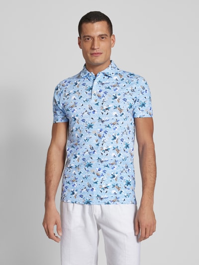 Bruun & Stengade Poloshirt met all-over motief, model 'HERMANOS' Lichtblauw - 4