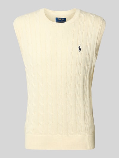 Polo Ralph Lauren Pullunder mit Zopfmuster und Label-Stitching Offwhite 2