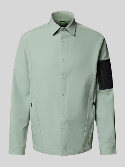 BOSS Green Regular fit overshirt met drukknoopsluiting Mintgroen - 2