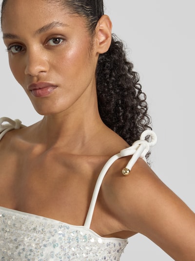 Marc Cain Knielanges Kleid mit Pailletten und Schnürung Offwhite 3