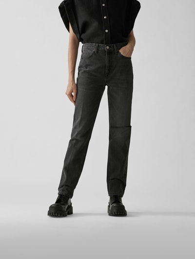 RE/DONE Straight Cut High Waist Jeans Schwarz 4