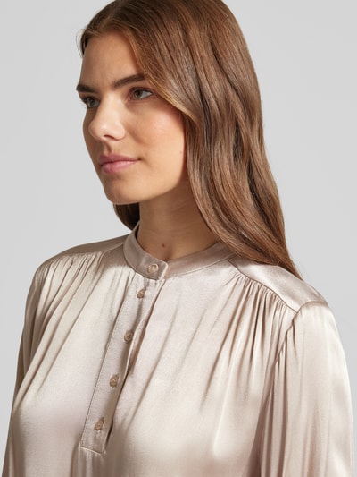 Fynch-Hatton Regular Fit Bluse aus Viskose mit Stehkragen Beige Melange 3