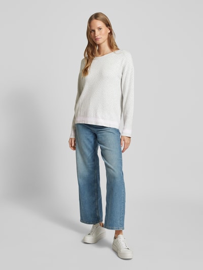 Tom Tailor Oversized Strickpullover mit U-Boot-Ausschnitt Hellgrau 1