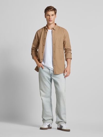 Only & Sons Slim fit vrijetijdsoverhemd met borstzak, model 'GUDMUND' Beige - 1