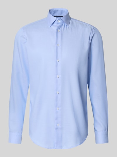 Christian Berg Men Regular Fit Business-Hemd mit Strukturmuster und Kentkragen Bleu 1