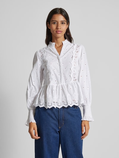 Neo Noir Regular fit blouse met ruches, model 'Maviana' Wit - 4