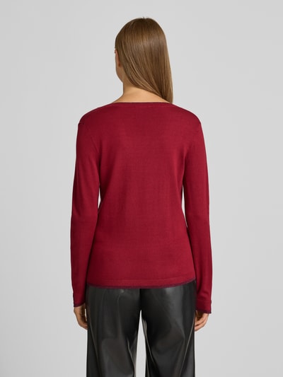Liu Jo White Pullover mit V-Ausschnitt und Effektgarn Bordeaux 5