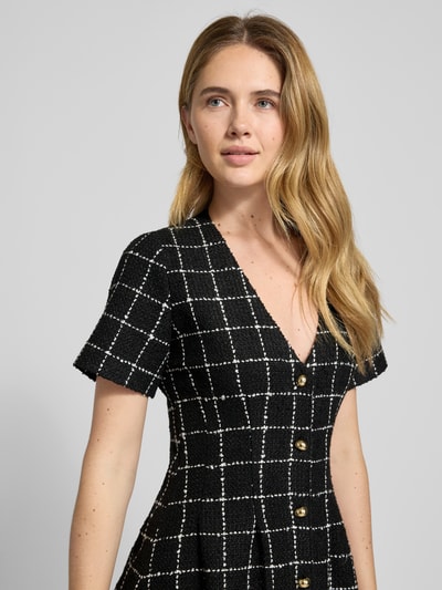 HUGO Tailliertes Etuikleid mit Gitterkaro-Muster Modell 'KIKLA' Black 3