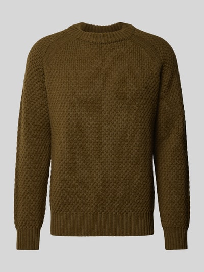 BOSS Orange Strickpullover mit gerippten Abschlüssen Modell 'Armstrong' Oliv 2