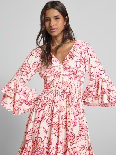 Apricot Minikleid mit Volants Koralle 3