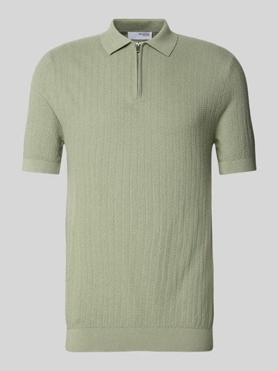 SELECTED HOMME Poloshirt mit kurzem Reißverschluss Hellgruen 2