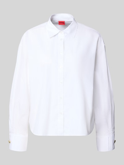 HUGO Boxy Fit Hemdbluse aus reiner Baumwolle Modell 'ELMA' Offwhite 2