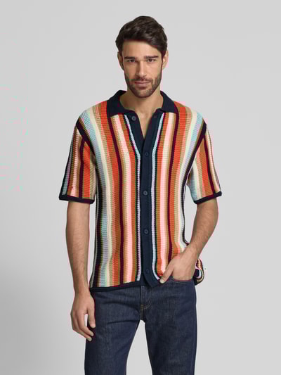 Knowledge Cotton Apparel Freizeithemd mit Knopfleiste Dunkelblau 4