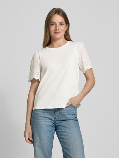 Vila T-Shirt mit Lochstickerei Modell 'CELIANA' Weiss 4