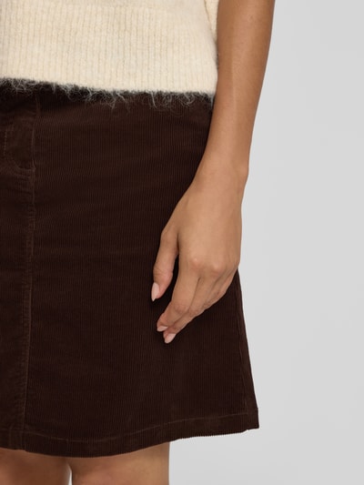 FREE/QUENT Minirok van corduroy, model 'Cordy' Donkerbruin - 3