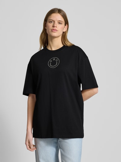 HUGO Blue Oversize'owy T-shirt z czystej bawełny Model 'Oversized_Tee_b_9' Czarny 4
