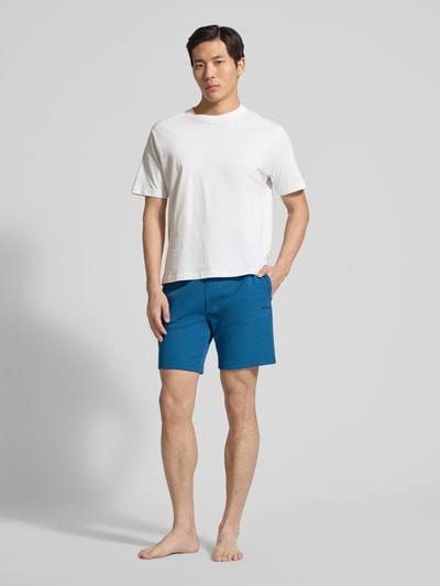 BOSS regular fit sweatshort van katoenmix model 'WAFFLE SHORTS' Blauw - 1