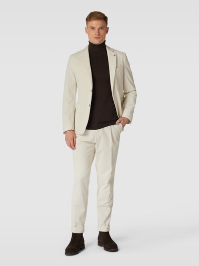 BOSS Spodnie materiałowe z wpuszczanymi kieszeniami w stylu francuskim model ‘Perin’ Złamany biały 1