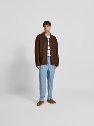 Officine Générale Regular Fit Hemdjacke aus reiner Wolle Mittelbraun 1
