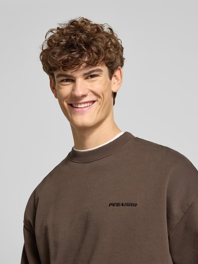 Pegador Oversized Sweatshirt mit Label-Stitching Dunkelbraun 3