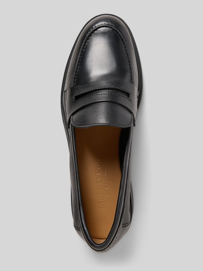 Produktfoto, Loafer aus echtem Rindsleder von Marc O’Polo, czarny gładki, zaokrąglony nosek, blokowy obcas, lekko profilowana podeszwa