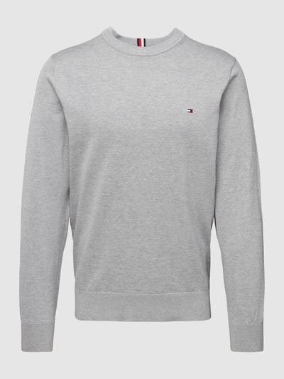 Tommy Hilfiger Strickpullover mit Logo-Stitching Mittelgrau Melange 2