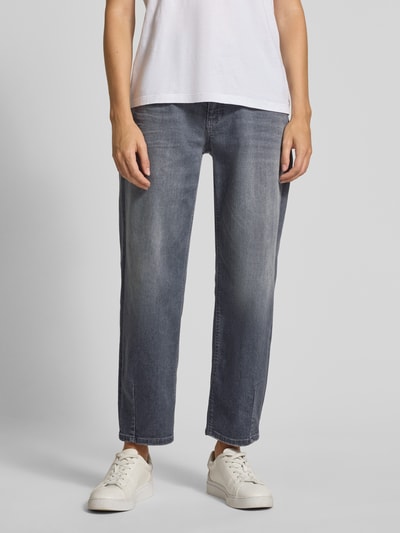 Cambio Straight fit jeans met siernaden, model 'Elin' Lichtgrijs gemêleerd - 4