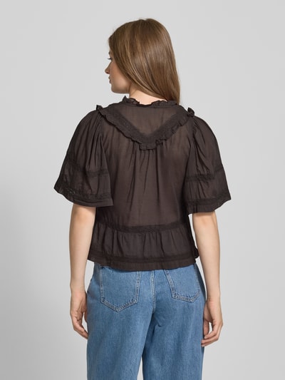 Neo Noir Regular Fit Bluse mit V-Ausschnitt Modell 'Evienne' Dunkelbraun 5