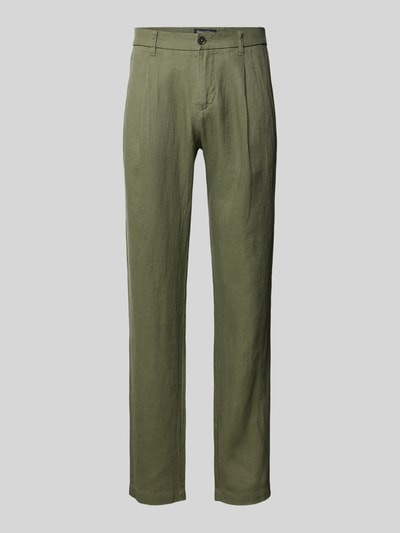 Marc O'Polo Tapered Leinenhose mit Bundfalte Modell 'OSBY JOGGER' Oliv 2